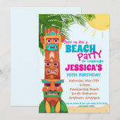 Tiki Beach Party Verjaardag Uitnodiging (Voorkant / Achterkant)