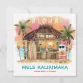Tiki Beach Tropical Sunset Mele Kalikimaka Santa Feestdagenkaart (Voorkant)