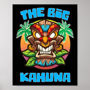 Tiki Big Kahuna Grappige Hawaiaanse Vaderdag Vakan Poster