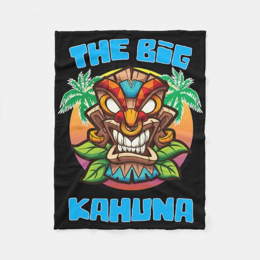 Tiki Big Kahuna Grappige Hawaiiaanse Vaderdag Vaka Fleece Deken (Voorkant)