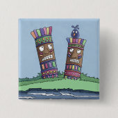 Tiki Bird Plum Button (Voorkant)