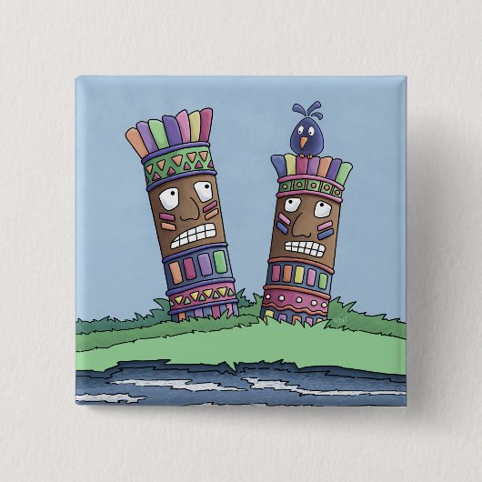 Tiki Bird Plum Button (Voorkant)