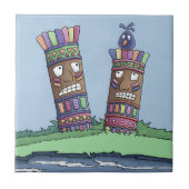 Tiki Bird Plum Ceramic Tile Tegeltje (Voorkant)