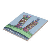 Tiki Bird Plum Ceramic Tile Tegeltje (Zijkant)