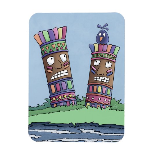 Tiki Bird Plum Magnet Magneet (Verticaal)