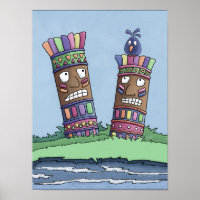 Tiki Bird Plum Poster