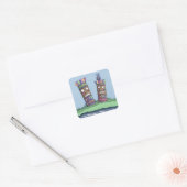 Tiki Bird Plum Square Sticker (Envelop)