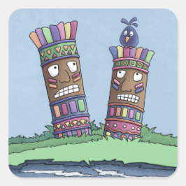 Tiki Bird Plum Square Sticker