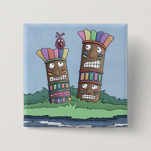 Tiki Bird Rosebud Button (Voorkant)