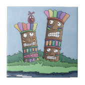 Tiki Bird Rosebud Ceramic Tile Tegeltje (Voorkant)