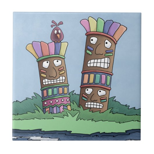 Tiki Bird Rosebud Ceramic Tile Tegeltje (Voorkant)