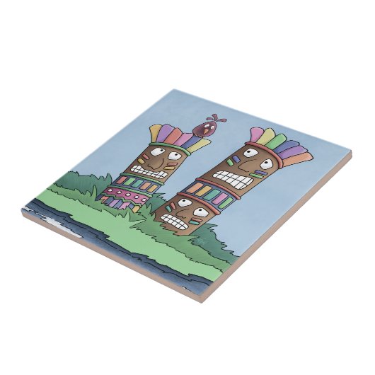 Tiki Bird Rosebud Ceramic Tile Tegeltje (Zijkant)