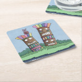 Tiki Bird Rosebud Square Paper Onderzetter (Schuin)