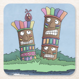 Tiki Bird Rosebud Square Paper Onderzetter