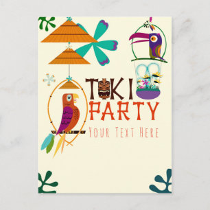 Tiki Birds Birthday Party  Luau Event Uitnodiging Briefkaart