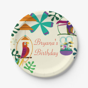 Tiki Birds Birthday Party  Luau Party Papieren Bordje