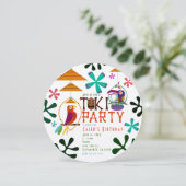 Tiki Birds Birthday Party  Luau-uitnodigingen Kaart (Staand voorkant)