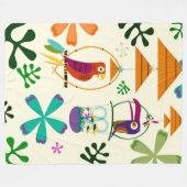 Tiki Birds Modern Retro Aangepaste Slaapkamer Fleece Deken (Voorkant (Horizontaal))