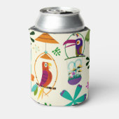 Tiki Birds Modern  Retro Tropical Luau Blikjeskoeler (Blikje Achterkant)