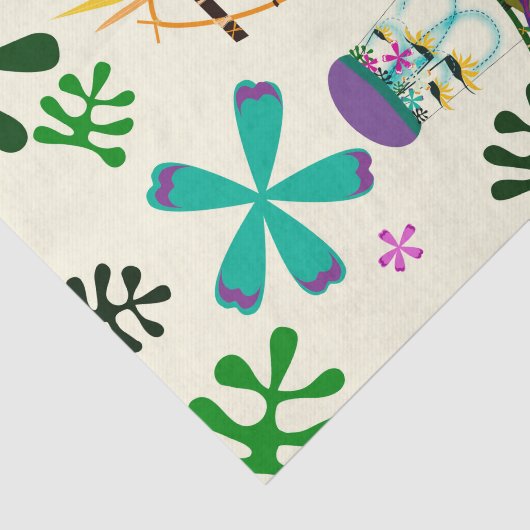 Tiki Birds Modern Retro Tropisch Tissuepapier (Detail)