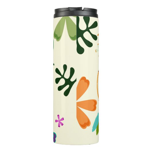 Tiki Birds Moderne  Retro Whimsical Thermosbeker (Achterkant)