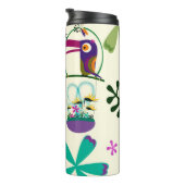 Tiki Birds Moderne  Retro Whimsical Thermosbeker (Geroteerd rechts)