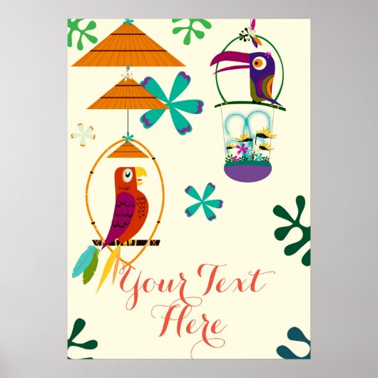 Tiki Birds  Retro Persoonlijke banner Poster (Voorkant)