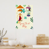 Tiki Birds  Retro Persoonlijke banner Poster (Keuken)