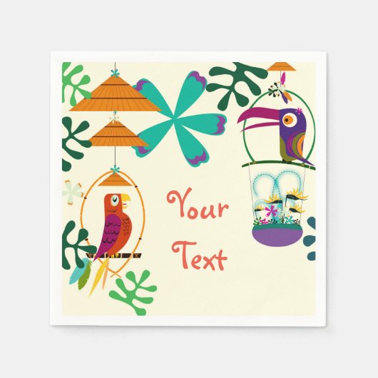 Tiki Birds Verjaardagsfeest  Luau Custom Servetten (Voorkant)