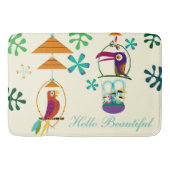Tiki Birds Verjaardagsfeest  Retro Custom Badmat (Voorkant)