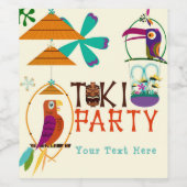 Tiki Birds Verjaardagsfeestje  Luau Custom Wine Wijn Etiket (Enkel label)