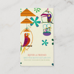 Tiki Birds Verjaardagsfeestje Vintage Verwijs een  Aanbevelingskaartje