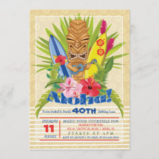 Tiki Birthday Party Invitation Kaart