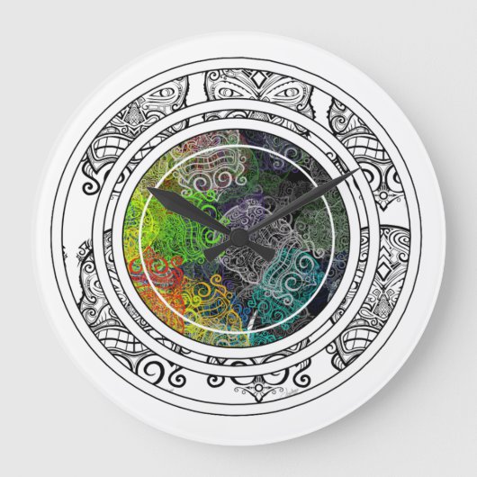 Tiki Colorful Circle Patroon Grote Klok (Voorkant)