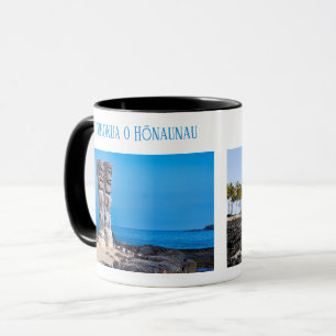 Tiki Couple & Black Lava, Big Island, Hawaii, Mok