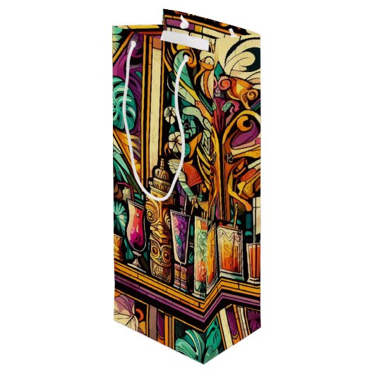 Tiki Cultuur Gift Bag 04 Wijn Cadeautas (Achterkant Gekanteld)