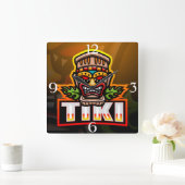 Tiki Ethnic Mask Vierkante Klok (Huis)