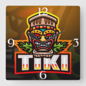 Tiki Ethnic Mask Vierkante Klok (Voorkant)