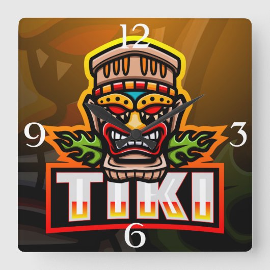 Tiki Ethnic Mask Vierkante Klok (Voorkant)