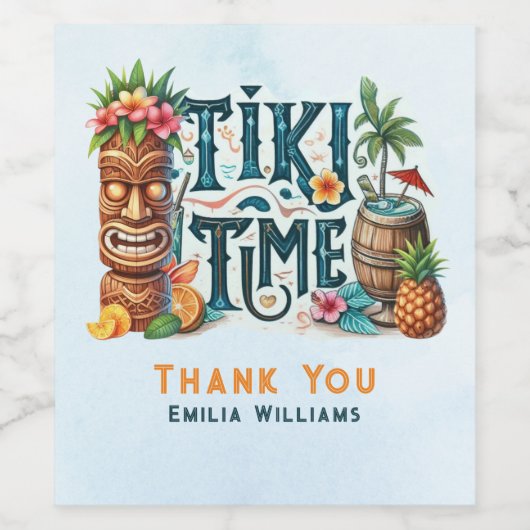 TIKI-feest Persoonlijk Aangepast Wijn Etiket (Enkel label)