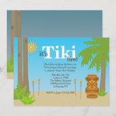 Tiki-feest uitnodiging (Voorkant / Achterkant)