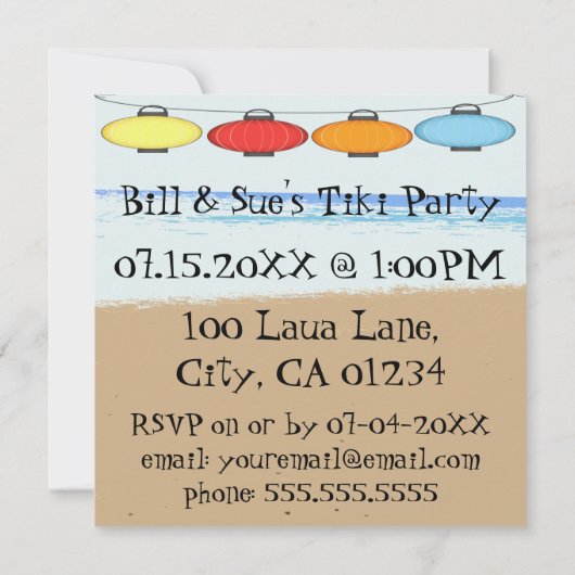 Tiki Feest Uitnodigingen (Achterkant)