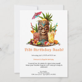 Tiki-feest verjaardagsuitnodiging – Tropisch Luau- Kaart