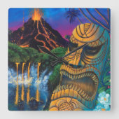 Tiki God Clock Vierkante Klok (Voorkant)