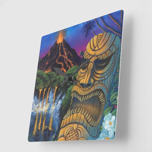 Tiki God Clock Vierkante Klok (Hoek)