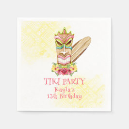 Tiki God en Floral Luau Birthday Party Napkins Servet