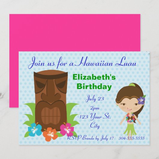 Tiki God Luau Party Kaart (Voorkant / Achterkant)