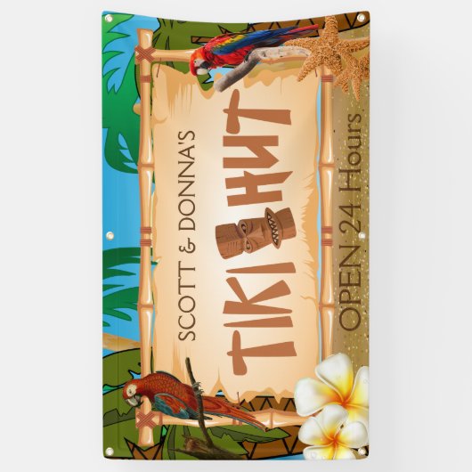 Tiki-handheld aanpassen in paradijse design spandoek (Verticaal)