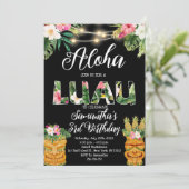 Tiki Hawaiian Aloha Tropische Verjaardag Luau Part Kaart (Staand voorkant)