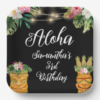 Tiki Hawaiian Aloha Tropische Verjaardag Luau Part Papieren Bordje